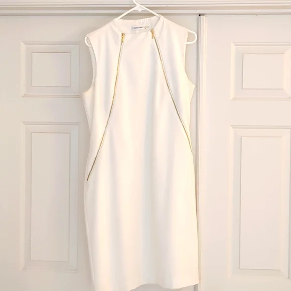 Calvin Klein | Dresses | Calvin Klein Short White Dress With Gold Zippers | Poshmark Calvin Klein | Dresses | Calvin Klein Short White Dress With Gold Zippers | Poshmark